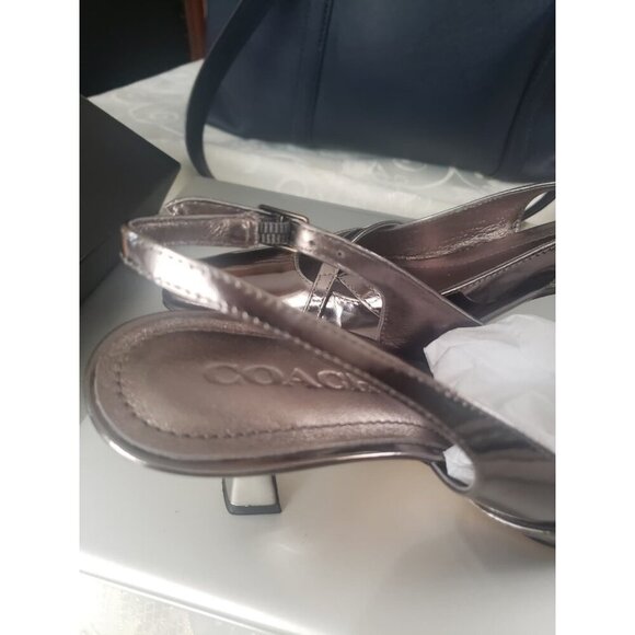 Coach Rowyn Slingback Pump Heels Women's Size 7 Anthracite Metallic Minor Flaws - Picture 5 of 5